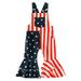 Toddler Romper Summer Sleeveless Independence Day Striped Prints Suspender Trousers Outwear Outfits for Girls