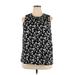 Simply Vera Vera Wang Sleeveless Top Black Floral Crew Neck Tops - Women's Size 2X