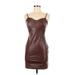 Almost Famous Cocktail Dress - Mini Sweetheart Sleeveless: Brown Solid Dresses - New - Women's Size Medium