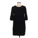 J.Crew Casual Dress - Shift Crew Neck 3/4 sleeves: Black Solid Dresses - Women's Size 8