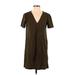 Zara W&B Collection Casual Dress - Shift V-Neck Short sleeves: Brown Print Dresses - Women's Size Small