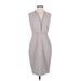 Elie Tahari Casual Dress - Sheath Plunge Sleeveless: Gray Solid Dresses - New - Women's Size 4