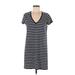 Madewell Casual Dress - Shift V-Neck Short sleeves: Blue Print Dresses - Women's Size Medium