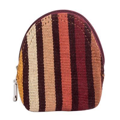 'Striped Cotton Keychain Coin Purse Hand-Woven in Guatemala'