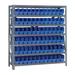 Quantum Storage Systems 1239-100BL Steel Shelving Unit with 4 Shelf Bins 12 D x 36 W x 39 H Blue