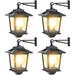 4 Pack Solar Wall Lanterns with Replaceable Bulb Outdoor Hanging Solar Lights with 4 Solar Panels Dusk to Dawn Led Outdoor Wall Sconce Anti-Rust Waterproof Wall Lanterns with Hooks 3000K Warm White