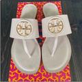 Tory Burch Shoes | New Tory Burch Benton Band Flat Sandal 8.5 | Color: Gold/Pink | Size: 8.5