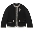 Gucci, Jackets, female, Black, XS, Black/White Tweed Jacket with Brooch Detail