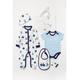 Rock A Bye Baby Boy Navy Teddy Bear Print Cotton 5-Piece Gift Set - Size 0-3M