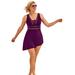 Plus Size Women's Diamante Trim Asymmetrical Swimdress by Swimsuits For All in Spice (Size 16)