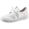 Slip-On Sneaker GABOR, Damen, Gr. 36, silber (weiß, silberfarben), Kalbsleder, kontrastfarbene Details, sportlich, Schuhe, Schnürschuh, Halbschuh, Slipper mit aufgesetzter Zierschnürung