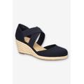 Wide Width Women's Pari Pump by Easy Street in Navy Canvas (Size 9 W)