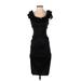 Xscape Cocktail Dress - Party Scoop Neck Short sleeves: Black Print Dresses - Women's Size 4