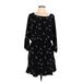 Joie Casual Dress - Mini Boatneck 3/4 sleeves: Black Print Dresses - Women's Size Large