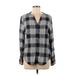 CALVIN KLEIN JEANS Long Sleeve Button Down Shirt: Black Tops - Women's Size Medium