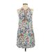 Mary & Mabel Cocktail Dress - Shift Tie Neck Sleeveless: Blue Floral Dresses - Women's Size Small