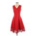 Donna Ricco Cocktail Dress - Fit & Flare: Red Hearts Dresses - New - Women's Size 4