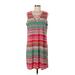 Tacera Casual Dress - Mini V Neck Sleeveless: Pink Chevron/Herringbone Dresses - Women's Size Large