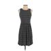 Ann Taylor LOFT Outlet Casual Dress - A-Line Crew Neck Sleeveless: Black Stripes Dresses - Women's Size X-Small