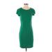 Elle Casual Dress - Sheath Crew Neck Short sleeves: Green Solid Dresses - Women's Size Small