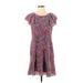 J.Crew Casual Dress - Mini Scoop Neck Short sleeves: Purple Dresses - Women's Size 4