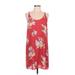 Carolina Belle Casual Dress - Shift Scoop Neck Sleeveless: Red Floral Dresses - Women's Size 10