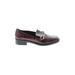 Dolce Vita Flats: Slip On Chunky Heel Casual Burgundy Print Shoes - Women's Size 7 1/2 - Almond Toe