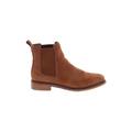Clarks Ankle Boots: Chelsea Boots Stacked Heel Casual Brown Print Shoes - Women's Size 8 1/2 - Round Toe