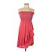 Watters & Watters Casual Dress - Mini Strapless Sleeveless: Red Print Dresses - Women's Size Large