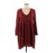 Zara Casual Dress - Mini V-Neck 3/4 sleeves: Red Snake Print Dresses - Women's Size Medium