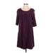 So Low Casual Dress - A-Line Scoop Neck 3/4 sleeves: Burgundy Print Dresses - Women's Size Large