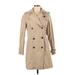 Cole Haan Trenchcoat: Mid-Length Tan Print Jackets & Outerwear - Women's Size Small