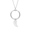 Platinum Plated Silver Snake Circle Angel Wing Pendant Necklace - GVK417