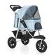 Pet Dog Stroller 3 Wheels Carriage for Medium Small Dogs with Large Wheels, Dog Stroller Pet Pushchair for Cats/Dogs Travel Carrier Dog Pram with Cup Holder, Loading 25 Kg (Color : Blue)
