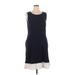 Talbots Casual Dress - Sheath Scoop Neck Sleeveless: Blue Print Dresses - Women's Size X-Large
