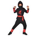 Amscan Ninja-Krieger-Kostüm, Rot Gr. 146-158, Schwarz