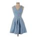 Banana Republic Casual Dress - Mini V-Neck Sleeveless: Blue Dresses - Women's Size 0 Petite