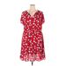 Talbots Casual Dress - Mini V Neck Short sleeves: Red Dresses - Women's Size 22 Petite