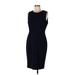 Calvin Klein Casual Dress - Sheath High Neck Sleeveless: Blue Print Dresses - Women's Size 12