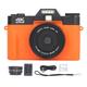 Digital Camera, 4K Kids Camera 48MP 16X Zoom Digital Video Camera with 3in 180° Flip Screen, Built in WiFi, Anti Shake, Compact Small Camera for Boys Girls Kids (Orange)