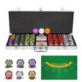 ORIENGEAR Poker Chip Set with Denominations, 500 PCS 14 Gram Clay Composite Casino Chips with Aluminum Case, 2 Decks of Cards and Game Tablecloth, for Texas Holdem Blackjack Gambling Games