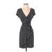 Gap Casual Dress - Wrap V Neck Short sleeves: Black Dresses - Women's Size Small