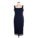 Alex Evenings Cocktail Dress - Midi Square Sleeveless: Blue Solid Dresses - Women's Size 18