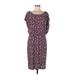 Ann Taylor LOFT Casual Dress Boatneck Short sleeves: Burgundy Dresses - Women's Size Large