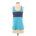 Under Armour Active Tank Top: Blue Color Block Activewear - Women's Size X-Small