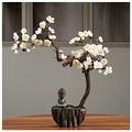 SmPinnaA Artificial Flowers for Decoration Plum Blossom Artificial Silk Flowers with Ceramic Vase Fake Potted Arrangement for Home Wedding Office Living Room Party Artificial Flowers Plants