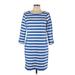 Lands' End Casual Dress - Mini Scoop Neck 3/4 Sleeve: Blue Print Dresses - Women's Size 10