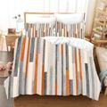 Double Duvet Set Orange Beige Stripes Single Duvet Cover Set Soft Breathable Bedding Easy Care Duvet Cover Sets 3 pcs Include Pillow Cases 2 Pack 50x75cm Bedding Set 140x200cm