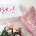 Personalised Baby Blanket & Gift Box - Name Embroidery Cable Knit Wrap