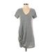 Z Supply Casual Dress - Shift V Neck Short sleeves: Gray Marled Dresses - Women's Size Small